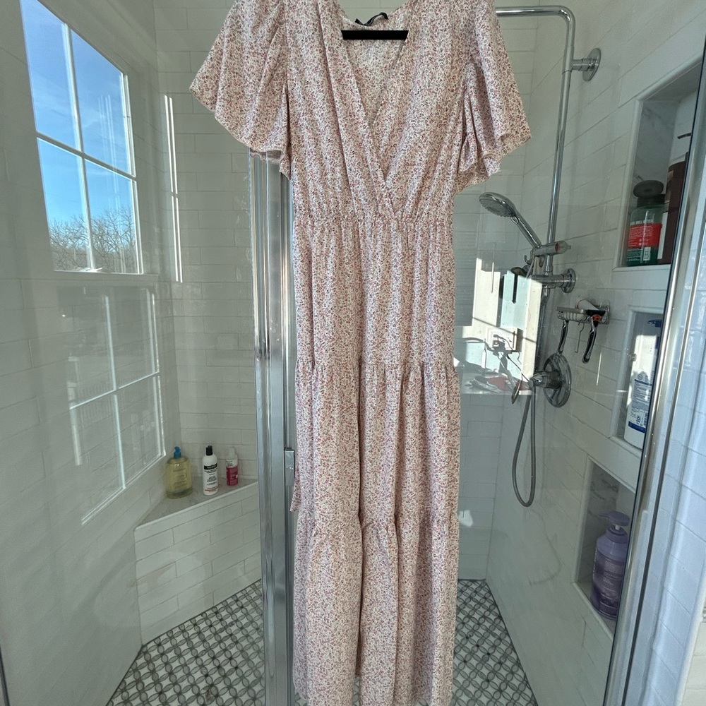 Simple Pink Floral Maxi Dress